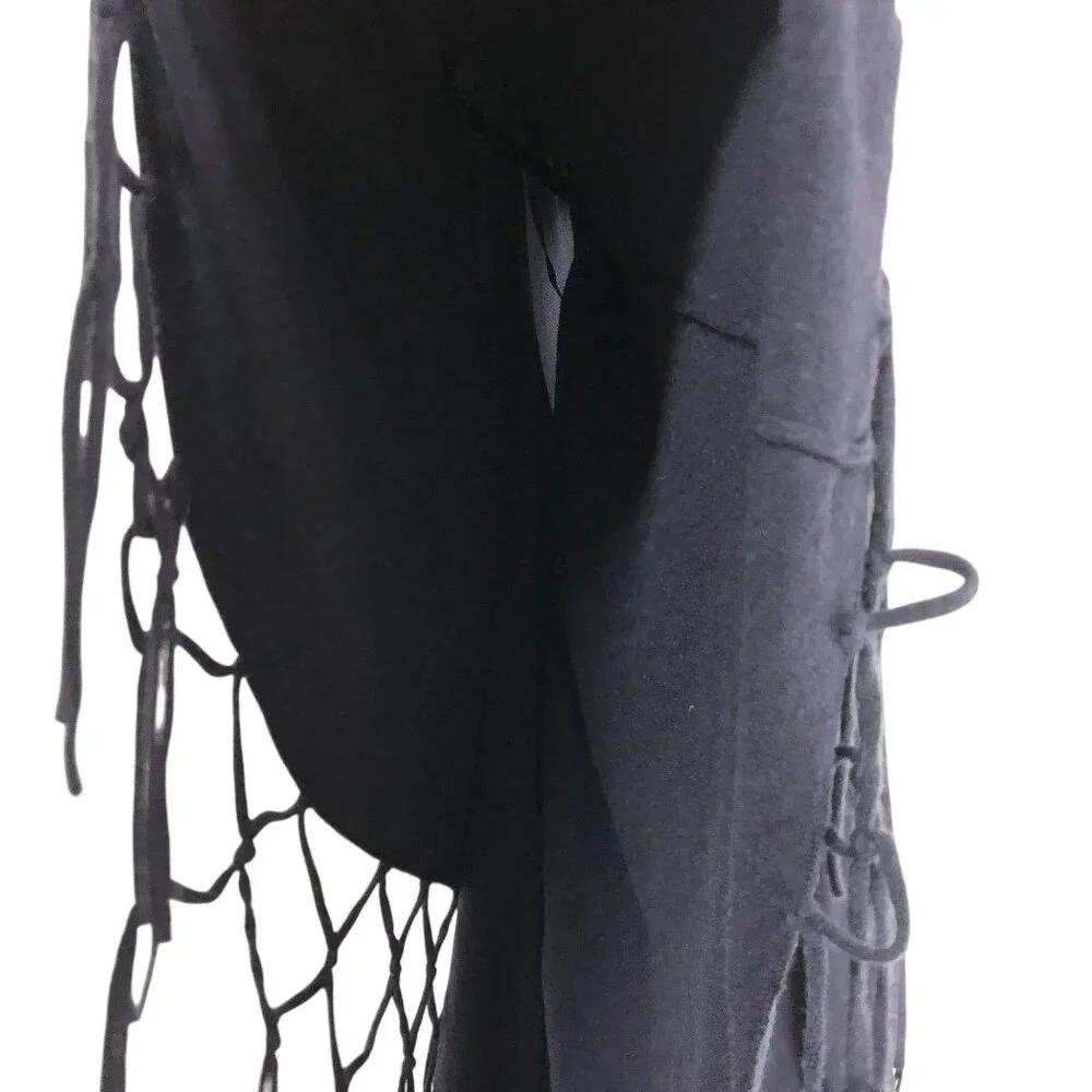 Love Stitch Fringe Knit Shawl Wrap With Open Front One Size Wommens